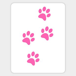 Pink Paw-prints on a white surface Magnet